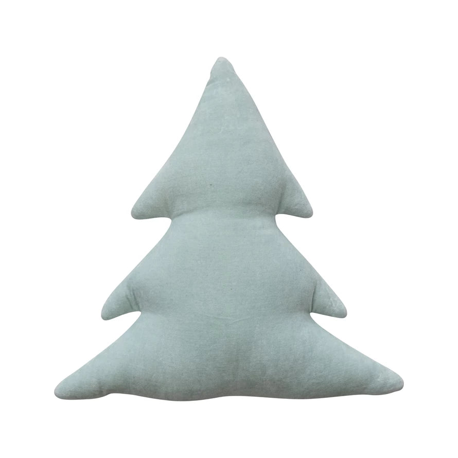 Velvet Tree Shaped Pillow, Mint